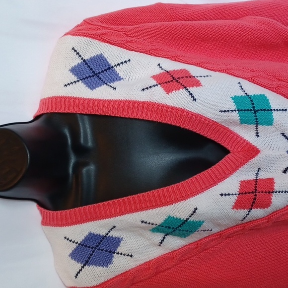 Vtg 80-90's Paris Sports Club Sweater M Chunky Cable Knit V Neck, oversized - Picture 2 of 10